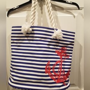 Punctuate beach bag. Anchor Red White & Blue